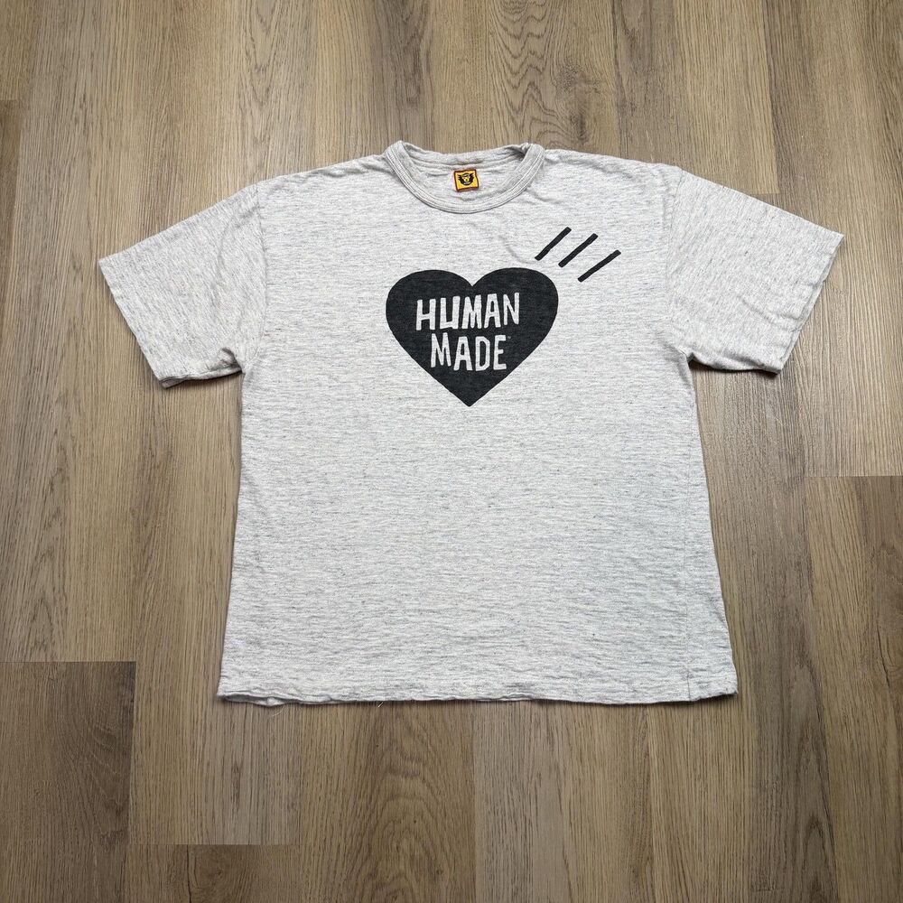 Human Made Shirt Mens XL Gray Heart Logo Graphic Tee Streetwear Japan Cotton